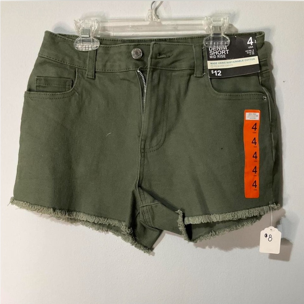 Green denim shorts